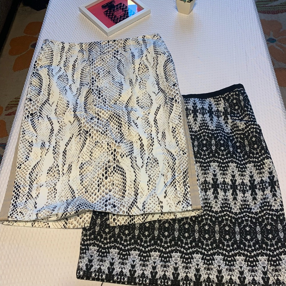 White House Black Market Snakeskin and Patterned Skirt Set